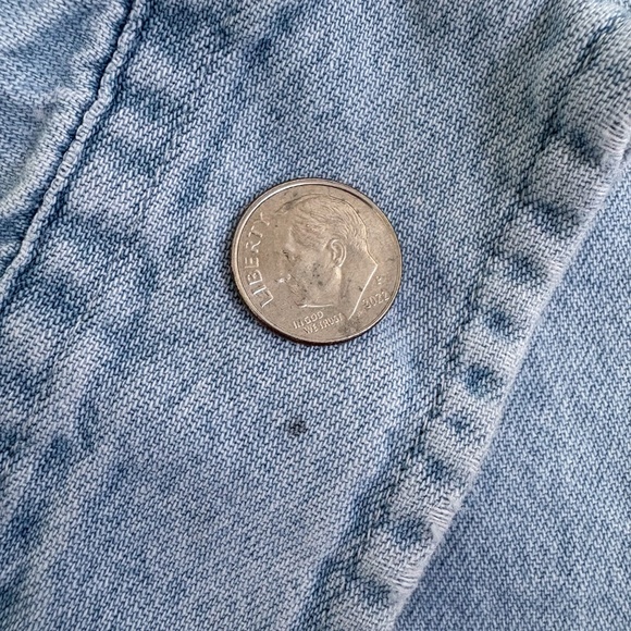 Vintage Denim Flamingo Embroidered Long Sleeve Button-Up Shirt - Picture 4 of 9